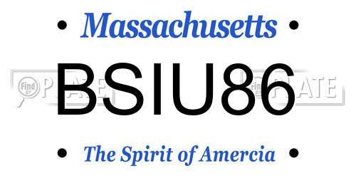 BSIU86 Massachusetts License Plate