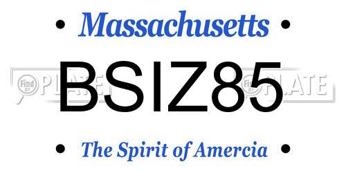 BSIZ85 Massachusetts License Plate