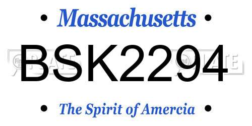 BSK2294 Massachusetts License Plate