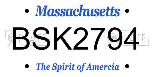 BSK2794 Massachusetts License Plate