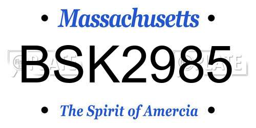 BSK2985 Massachusetts License Plate
