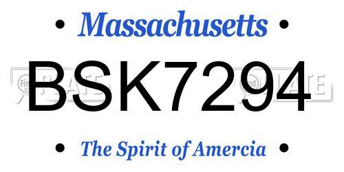 BSK7294 Massachusetts License Plate