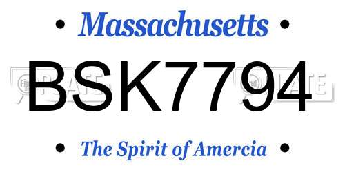 BSK7794 Massachusetts License Plate