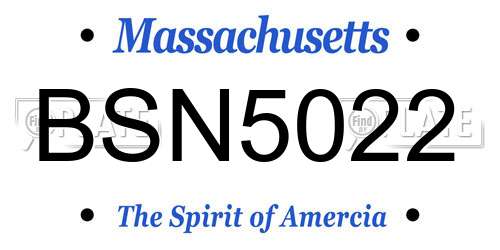 BSN5022 Massachusetts License Plate