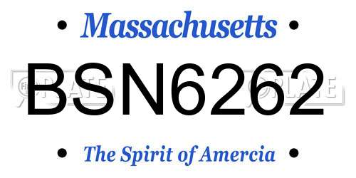 BSN6262 Massachusetts License Plate