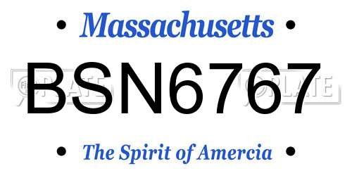BSN6767 Massachusetts License Plate