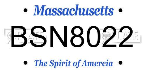 BSN8022 Massachusetts License Plate