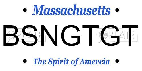 BSNGTGT Massachusetts License Plate