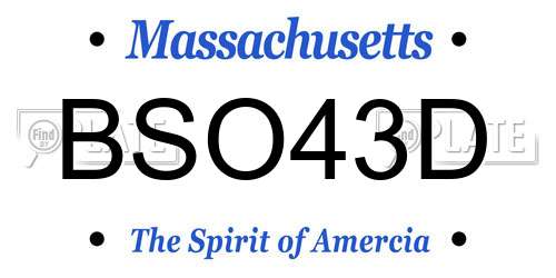 BSO43D Massachusetts License Plate