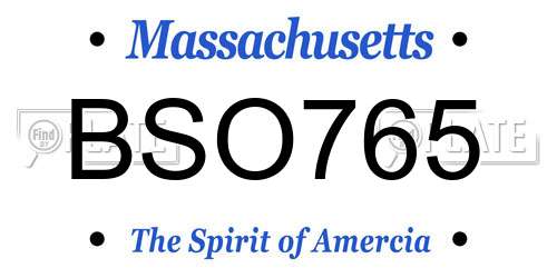 BSO765 Massachusetts License Plate