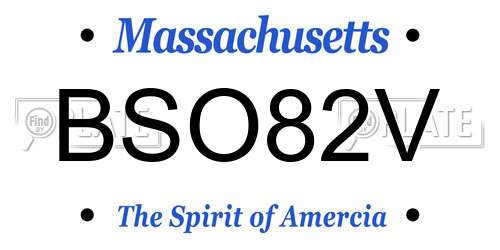 BSO82V Massachusetts License Plate