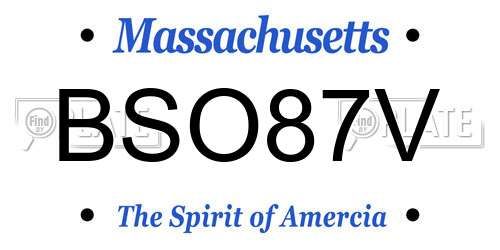 BSO87V Massachusetts License Plate