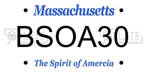 BSOA30 Massachusetts License Plate