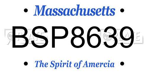 BSP8639 Massachusetts License Plate