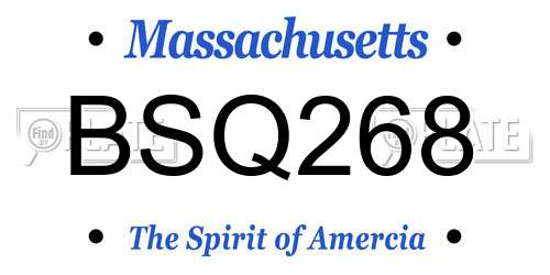 BSQ268 Massachusetts License Plate