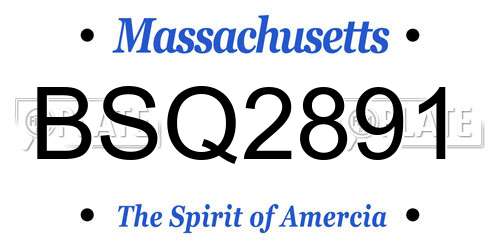 BSQ2891 Massachusetts License Plate