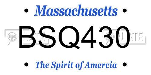 BSQ430 Massachusetts License Plate