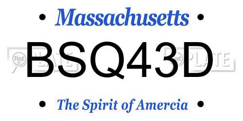 BSQ43D Massachusetts License Plate