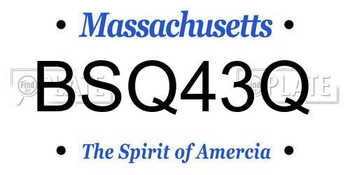 BSQ43Q Massachusetts License Plate
