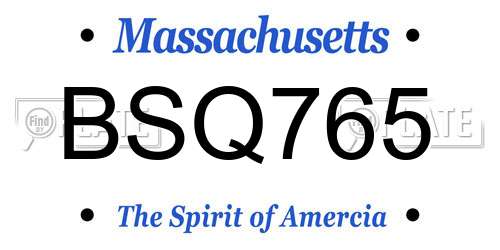 BSQ765 Massachusetts License Plate
