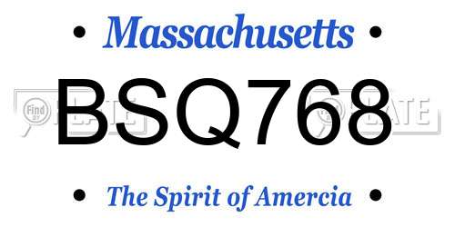 BSQ768 Massachusetts License Plate