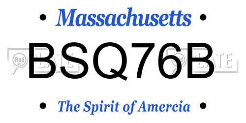 BSQ76B Massachusetts License Plate