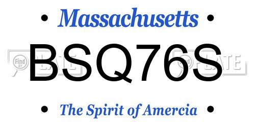 BSQ76S Massachusetts License Plate