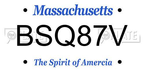 BSQ87V Massachusetts License Plate