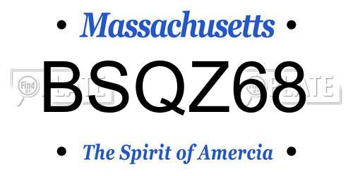 BSQZ68 Massachusetts License Plate