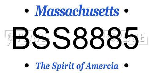 BSS8885 Massachusetts License Plate