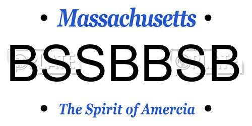 BSSBBSB Massachusetts License Plate