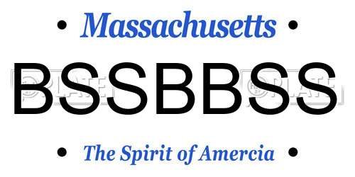 BSSBBSS Massachusetts License Plate