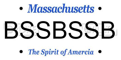 BSSBSSB Massachusetts License Plate