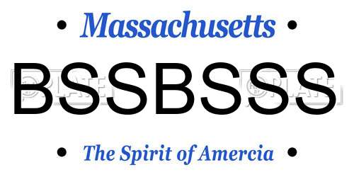 BSSBSSS Massachusetts License Plate