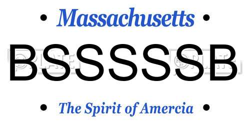 BSSSSSB Massachusetts License Plate