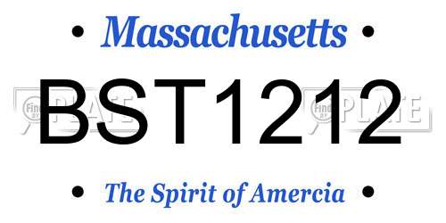 BST1212 Massachusetts License Plate