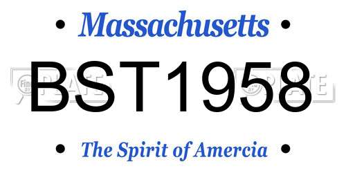 BST1958 Massachusetts License Plate