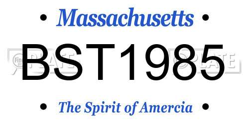 BST1985 Massachusetts License Plate