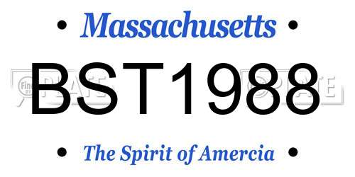 BST1988 Massachusetts License Plate