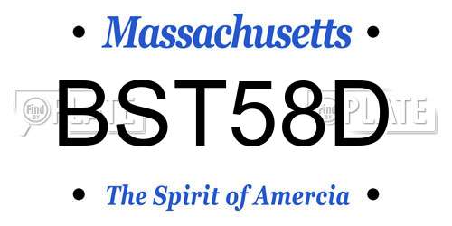 BST58D Massachusetts License Plate