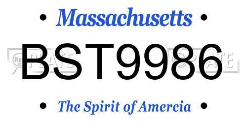 BST9986 Massachusetts License Plate