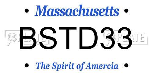 BSTD33 Massachusetts License Plate
