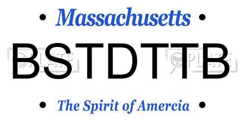 BSTDTTB Massachusetts License Plate