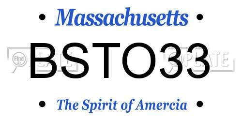 BSTO33 Massachusetts License Plate