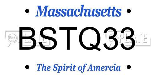 BSTQ33 Massachusetts License Plate