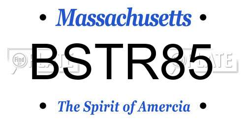 BSTR85 Massachusetts License Plate