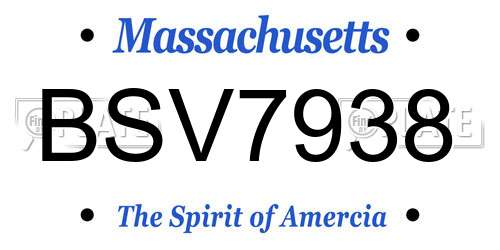 BSV7938 Massachusetts License Plate