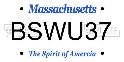 BSWU37 Massachusetts License Plate
