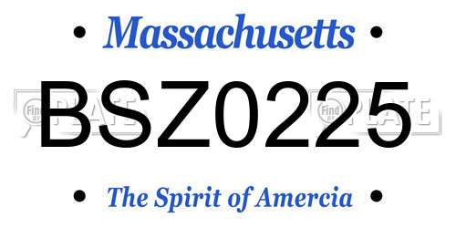 BSZ0225 Massachusetts License Plate