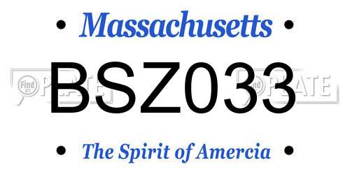 BSZ033 Massachusetts License Plate
